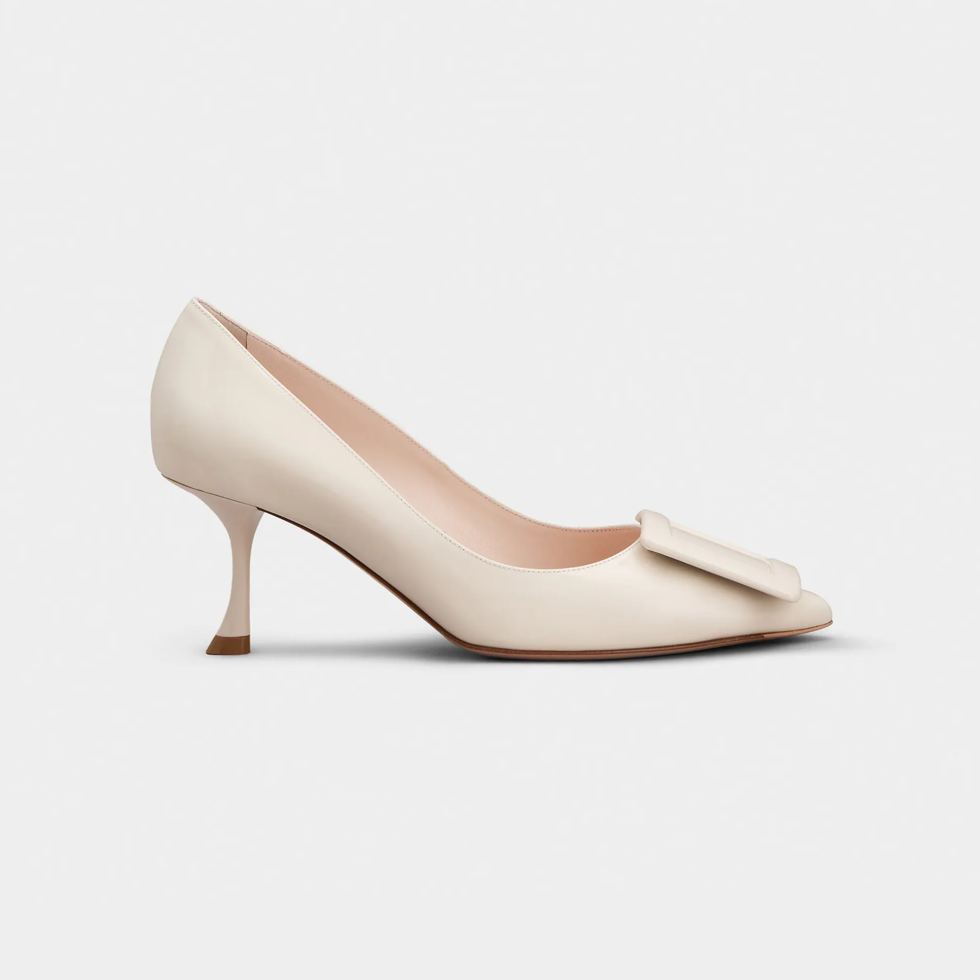 Roger Vivier Viv' In The City Pumps High Heels In White Patent Leather With Lacquered Metal Buckle (Heel Height 6.5cm)