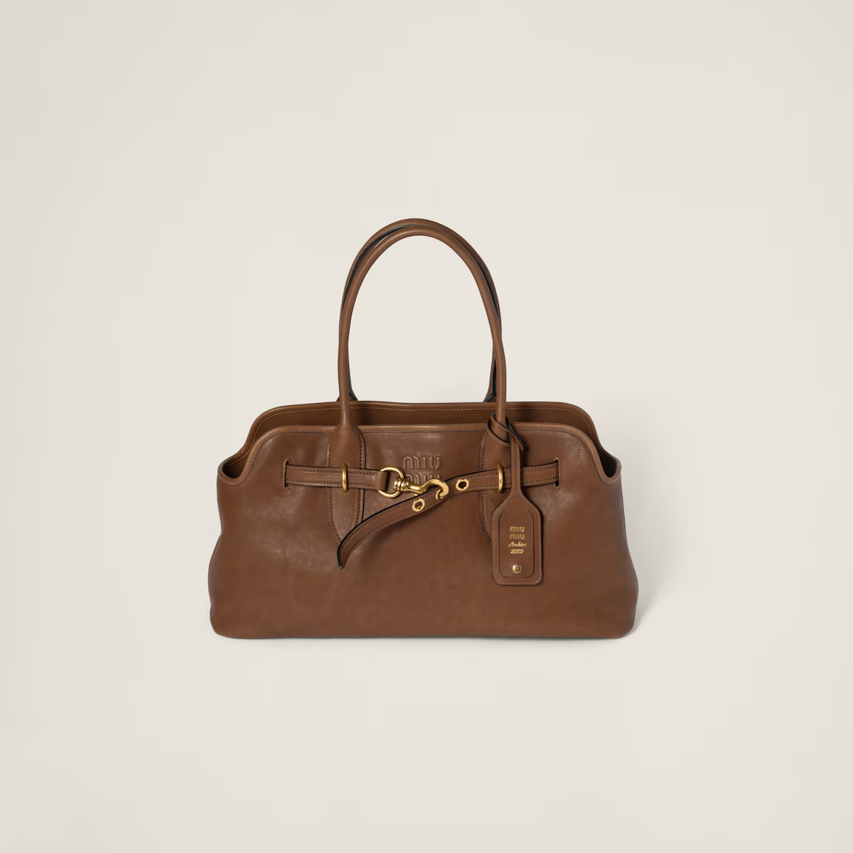Miu Miu Aventure Nappa Calfskin Leather Brown Top-Handle Bags