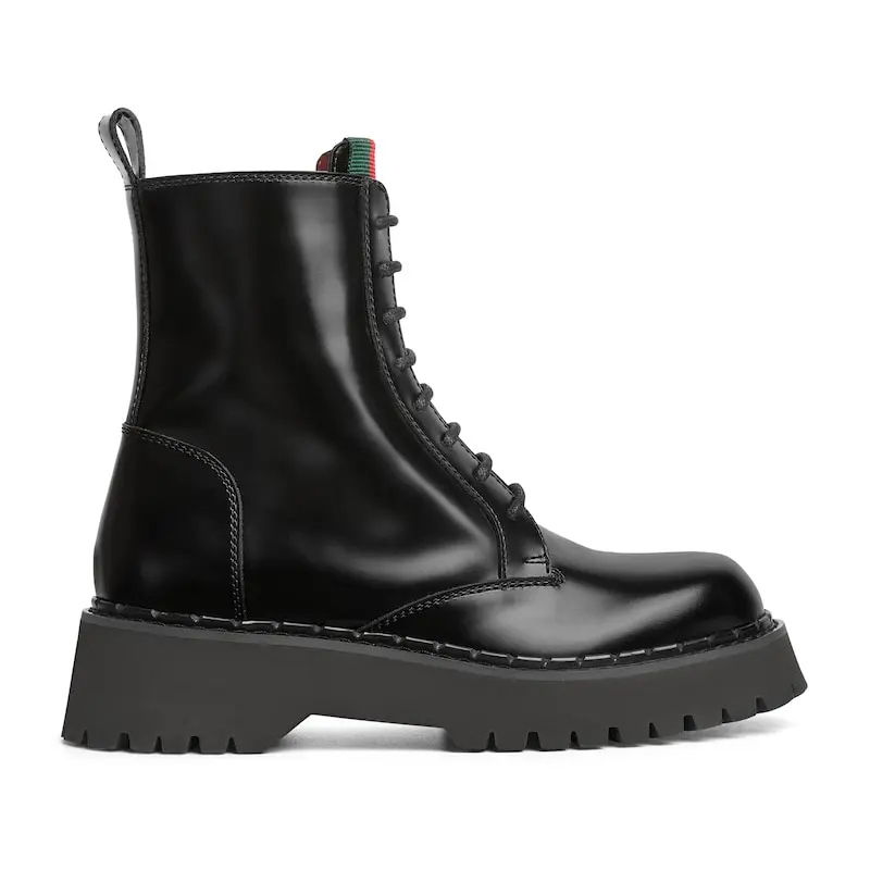 Gucci black webbing woven short boots