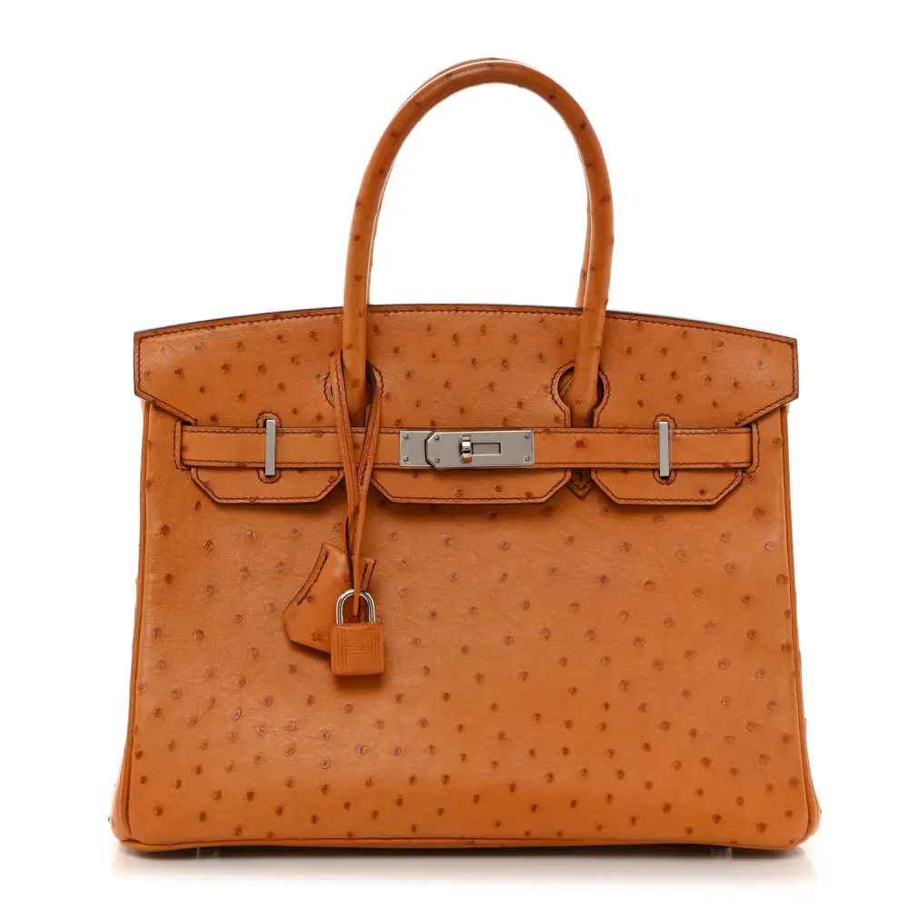 Hermès Birkin 30 Cognac Ostrich Leather Palladium Hardware