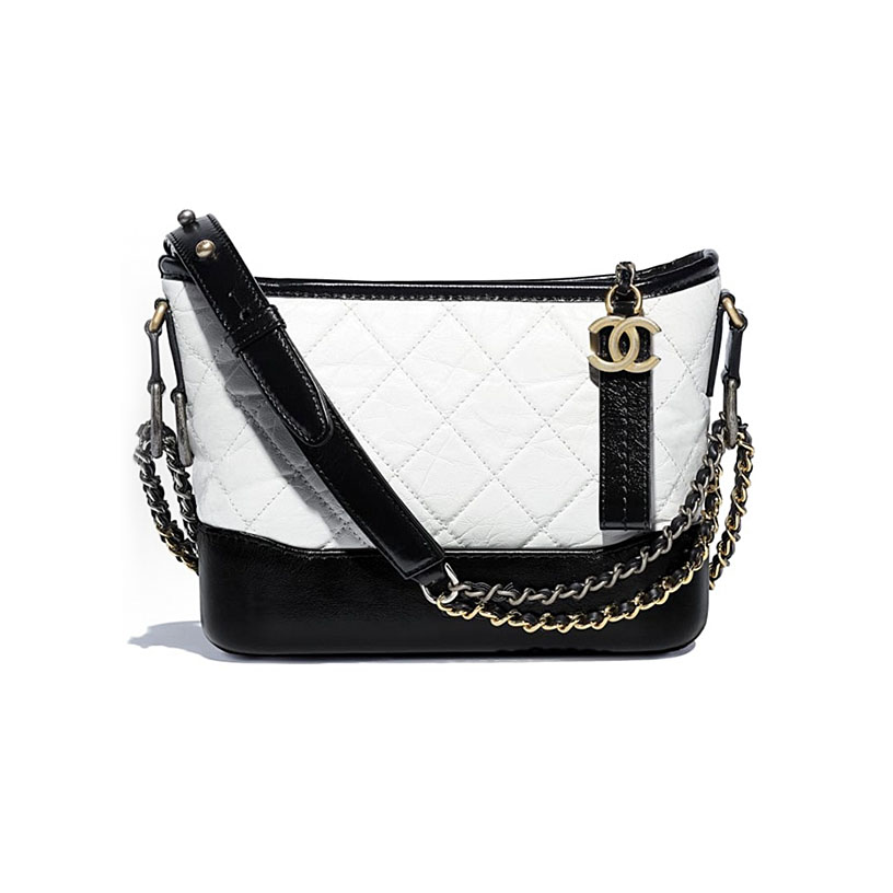 Chanel Bag Black With White Quilted Calfskin Leather Shoulder Bags Crossbody Bags