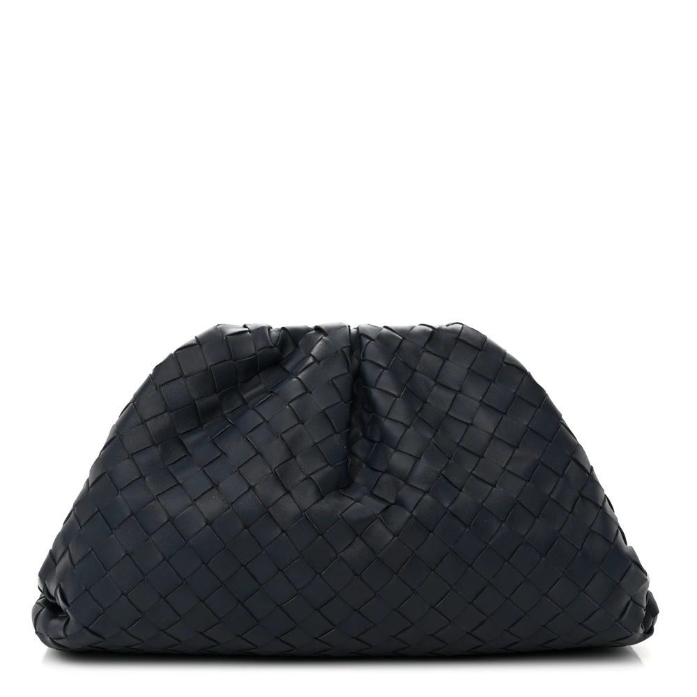 Bottega Veneta Maxi Intrecciato The Pouch Oversized Clutch Deep Blue Nappa Leather