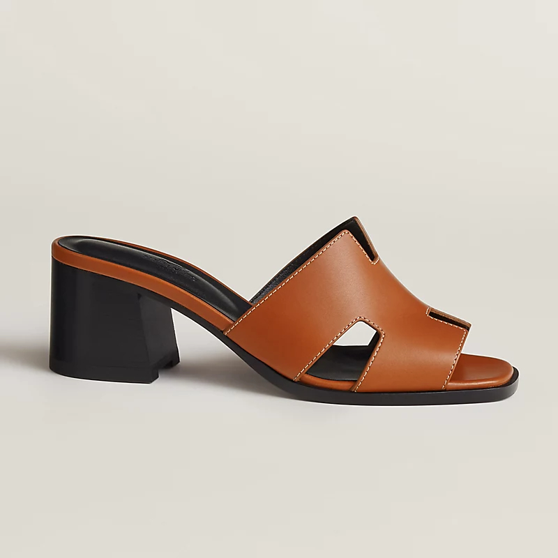 HERMES Helia Slippers High-heeled slippers Brown High Heels Sandal