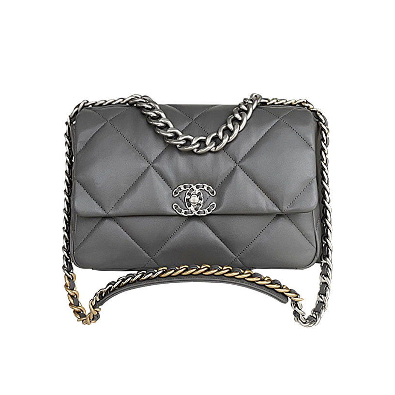 Chanel 19 Bag Deep Grey / Pink / Apricot Color 30cm Crossbody Bags