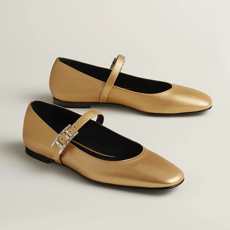 HERMES Jane Golden color Ballet Shoes