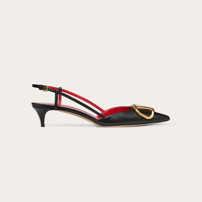 VALENTINO Lace-up heels with decorative patent leather