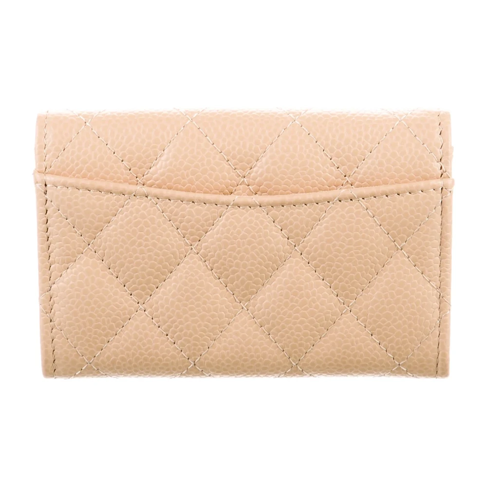 Chanel Small Interlocking CC Logo Compact Wallet Quilted Caviar Leather Silver Hardware