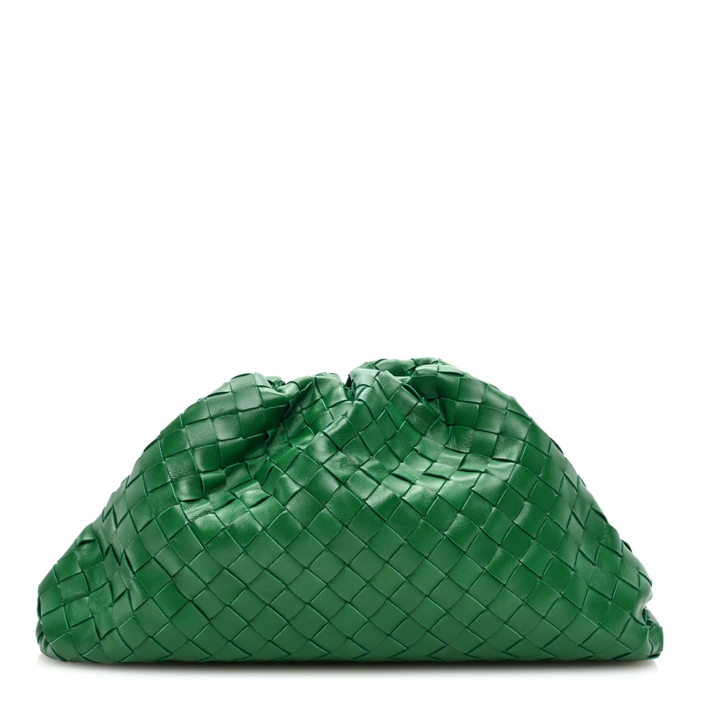 Bottega Veneta Intrecciato The Pouch Oversized Clutch Racing Green Nappa Leather