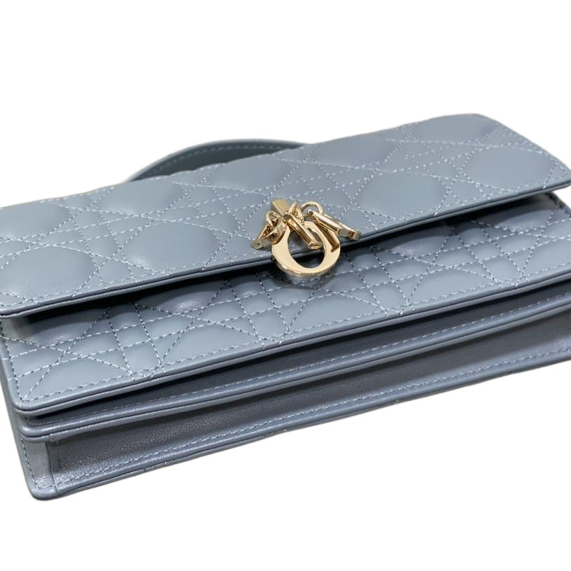 Dior My Dior Mini Top Handle Bag With Chain And Pearl In Blue Haze/Ice Blue/Beige/White/Chocolate/Black/Red/Rose des Vents/Pink/Stone Grey/Light Grey Cannage Lambskin With Gold Hardware