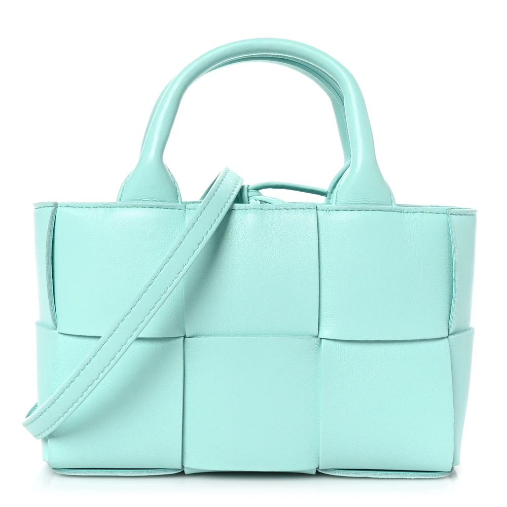 Bottega Veneta Maxi Intreccio Candy Arco Tote Celadon Lambskin Leather