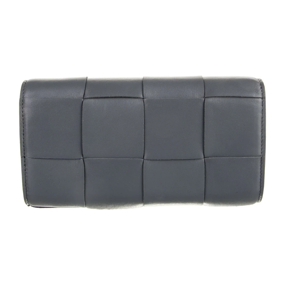 Bottega Veneta Large Continental Wallet Grey Lambskin Leather