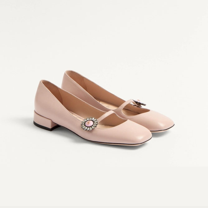 VALENTINO Sheepskin Mary Jane Ballet Flats (heel 2 cm high)
