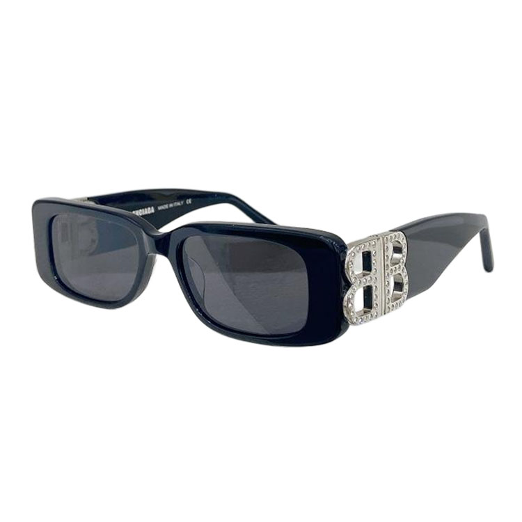 Balenciaga square frame glasses black silver/white color with diamonds Size 51口18-130