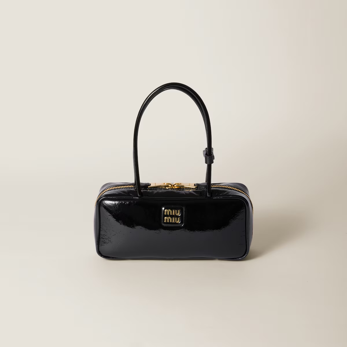 Miu Miu Beau Naplak Patent Leather Black Top-Handle Bags
