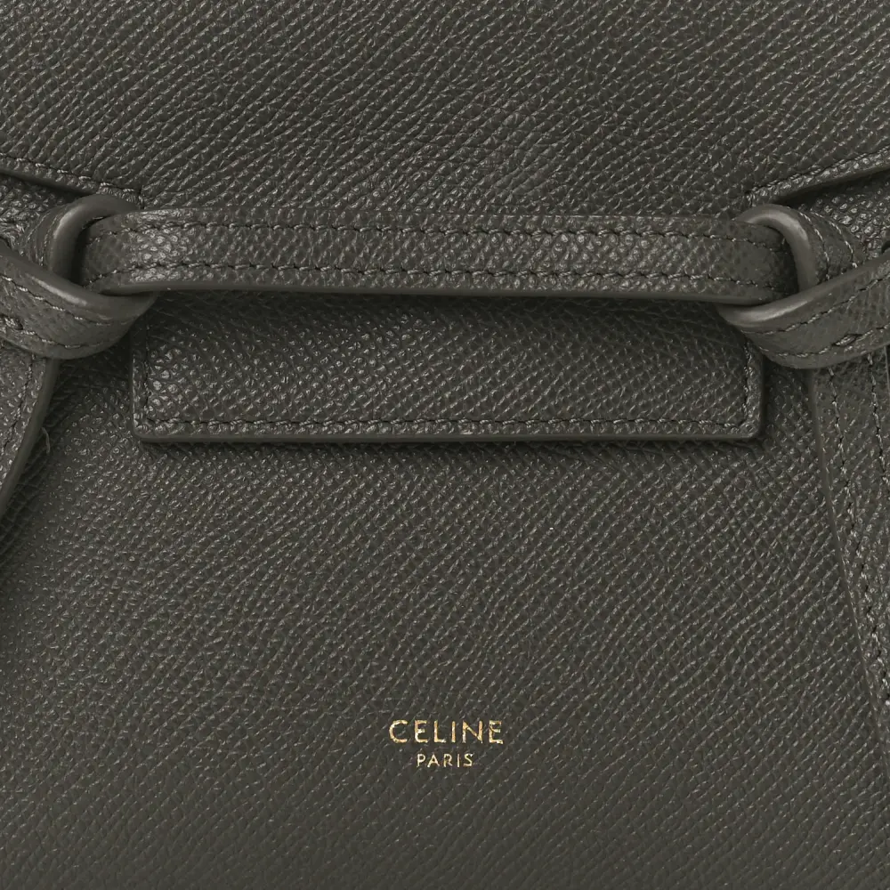 Celine Pico Belt Bag Grey Grained Calfskin Leather Gold Hardware