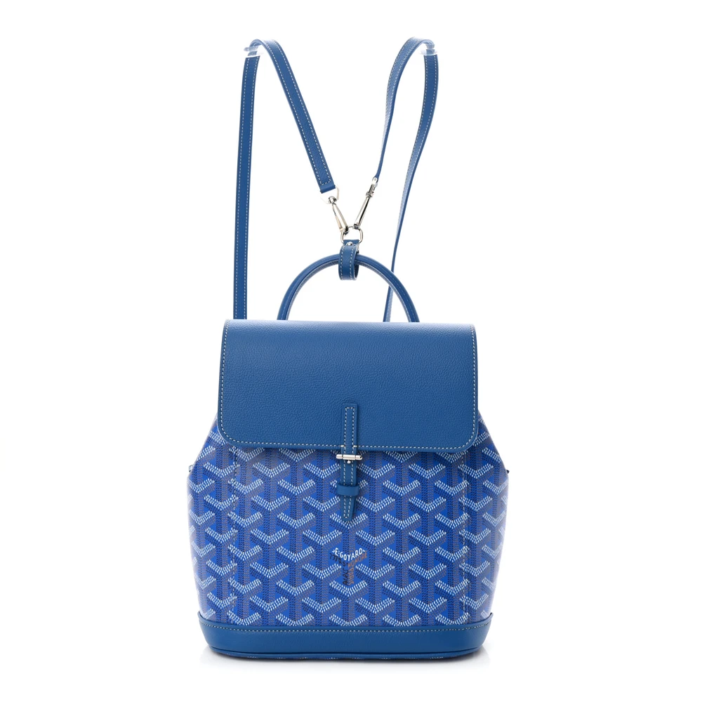 Goyard Mini Alpin Backpack Sky Blue Goyardine Canvas Silver Hardware