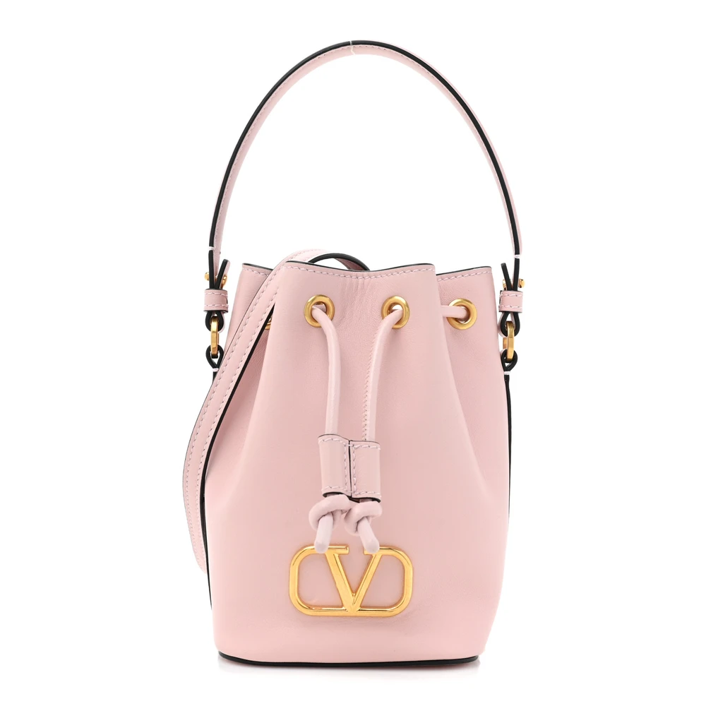 Valentino Garavani Mini VLogo Signature Bucket Bag Water Lilac Nappa Leather Gold Hardware
