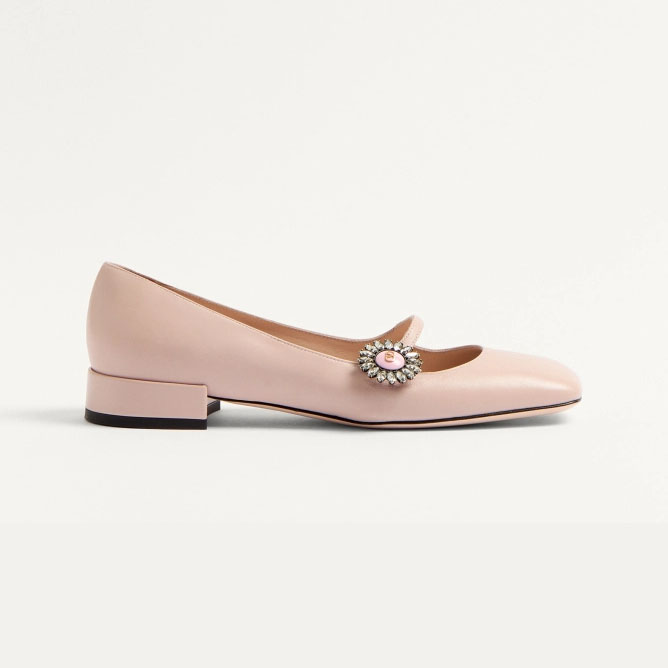 VALENTINO Sheepskin Mary Jane Ballet Flats (heel 2 cm high)