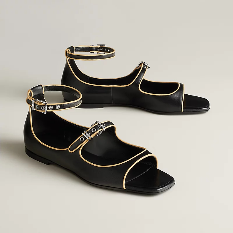 HERMES Kristen black Slingheeled sandals