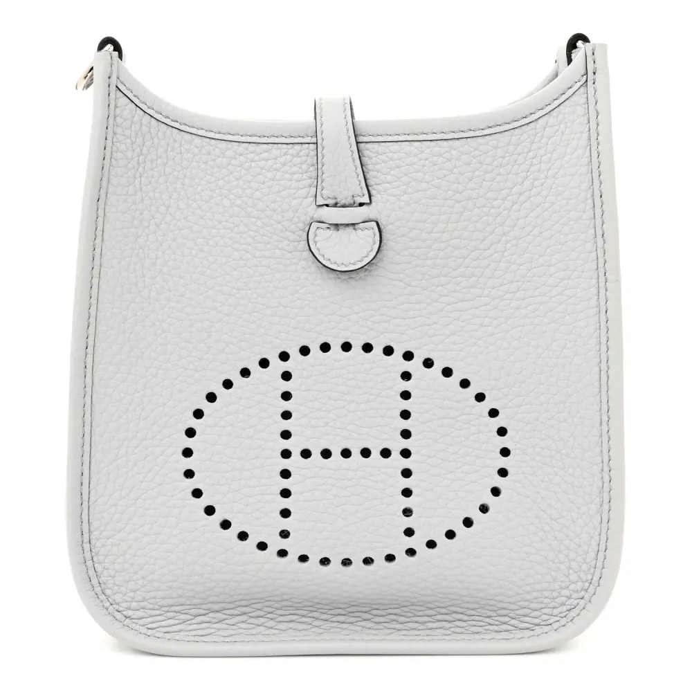 Hermès Amazone Evelyne TPM Bleu Pâle / Étain Taurillon Clemence Leather Palladium Silver Hardware