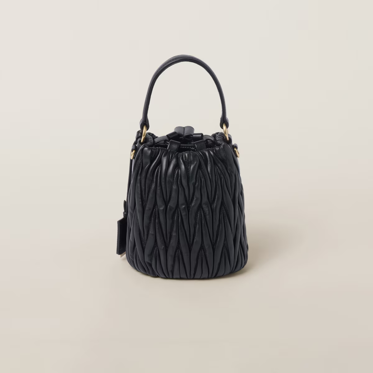 Miu Miu Matelassé Quilted Lambskin Leather Black Bucket Bags