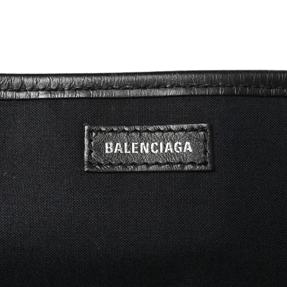 Balenciaga Small Navy Cabas Natural/Black Cotton Canvas
