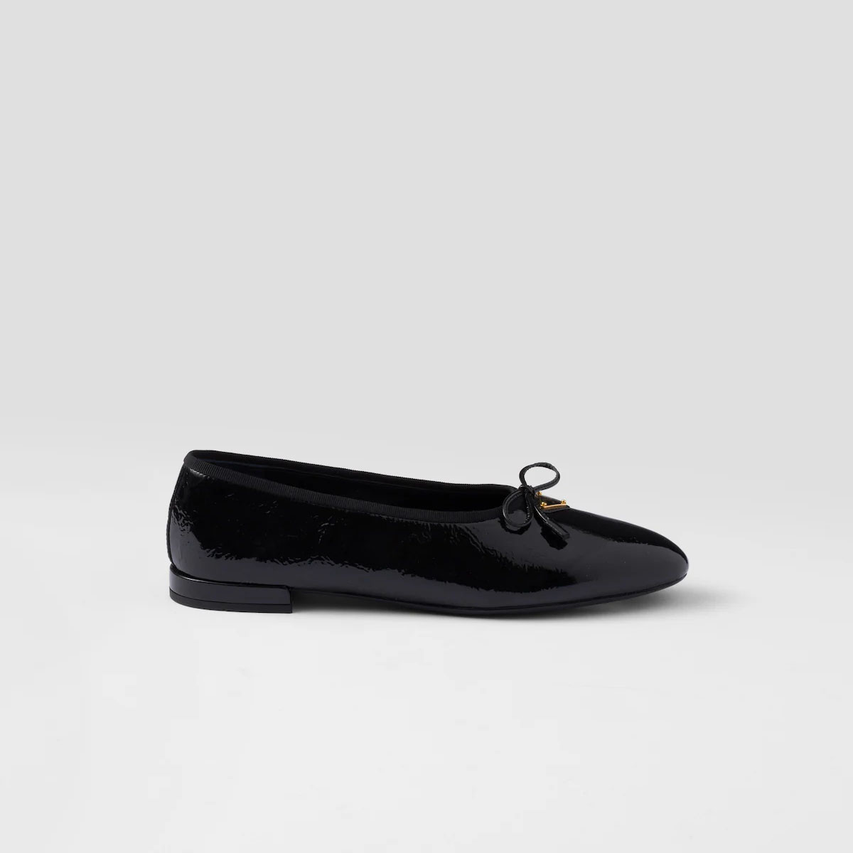 PRADA Patent paint leather Flat Shoes Black Ballet Shoes