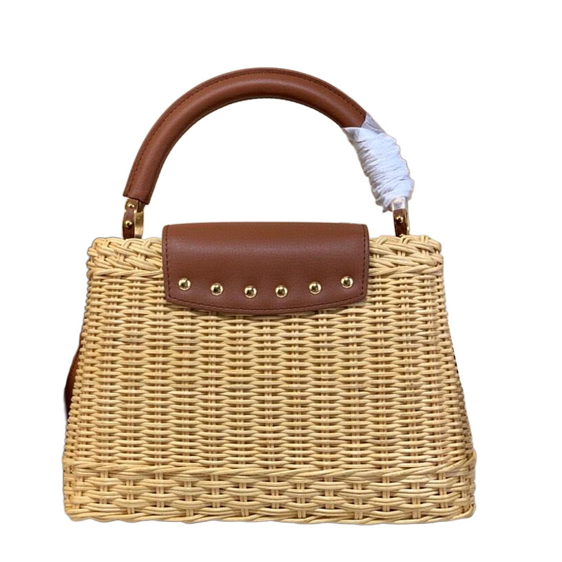 Louis Vuitton Capucines BB Rattan And Brown/Orange Handle Bag