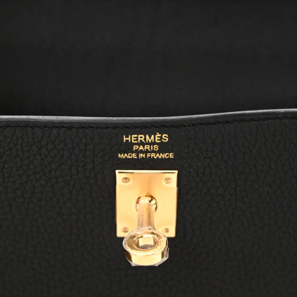 Hermès Kelly Retourne 25 Black Togo Leather Gold Hardware
