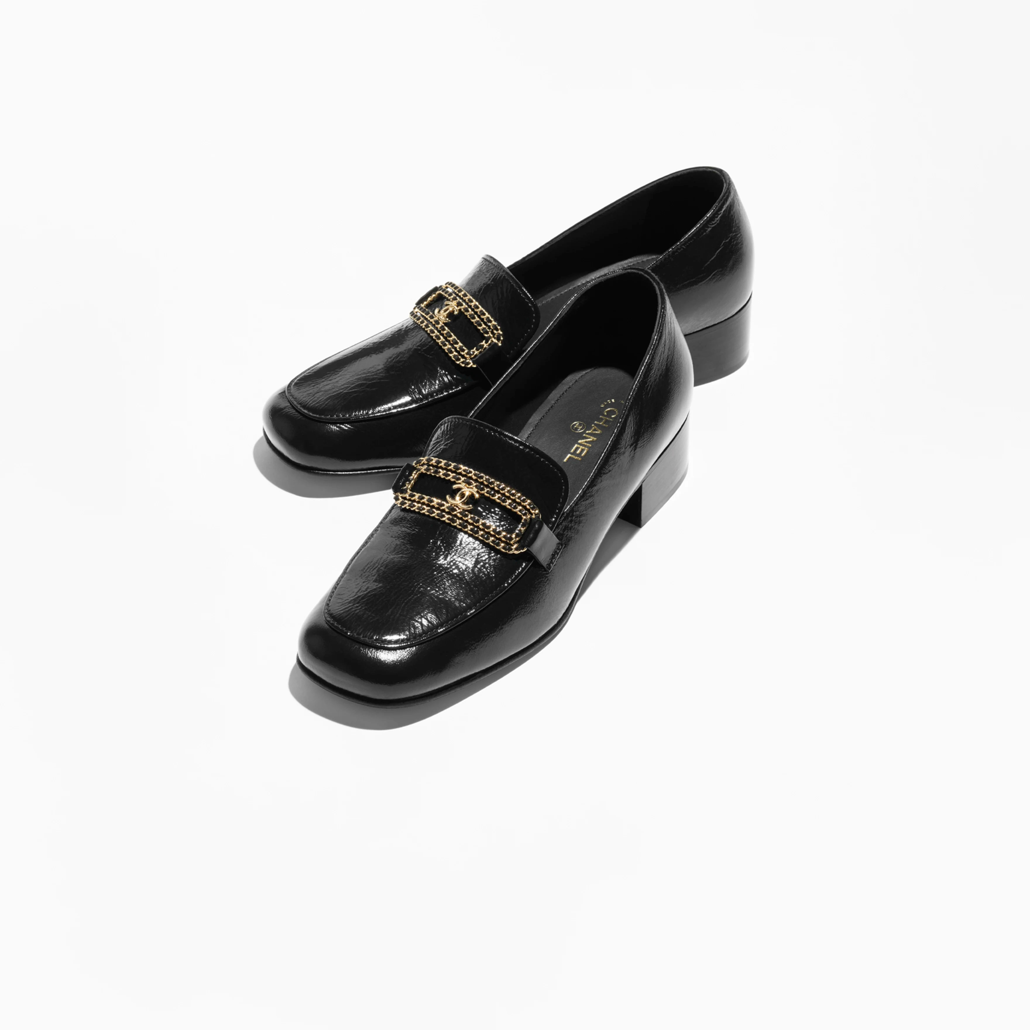 Chanel Black wrinkled sheepskin Loafers