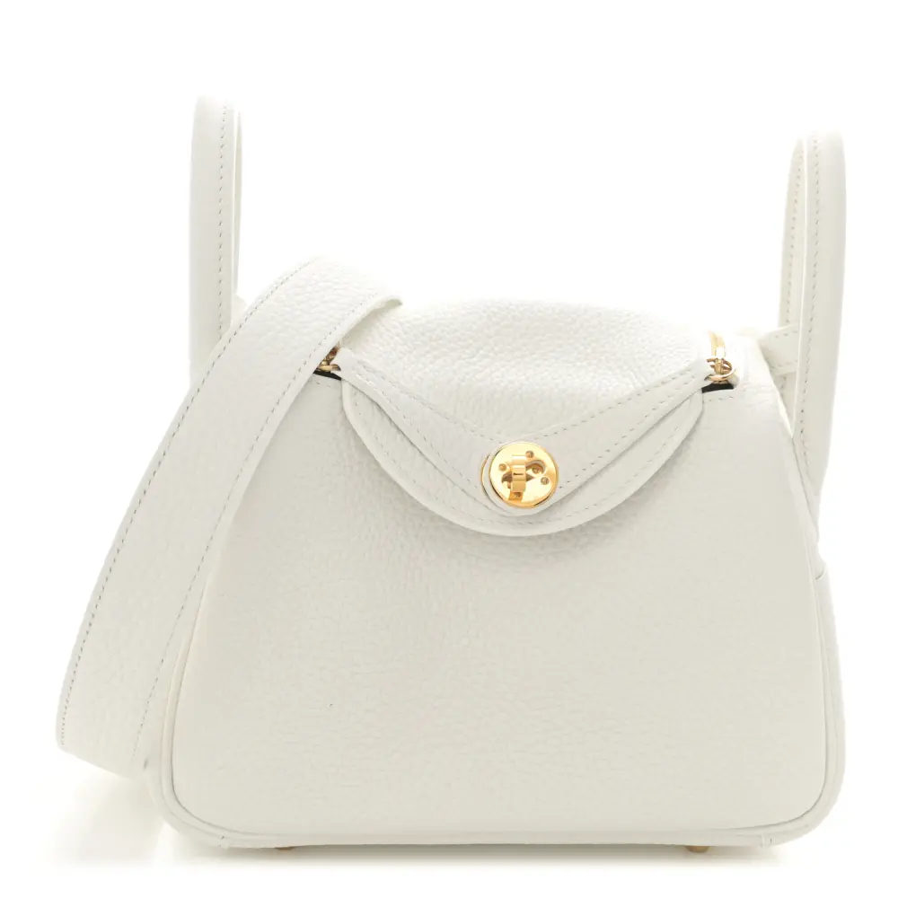 Hermès Mini Lindy 20 New White Taurillon Clemence Leather Gold Hardware