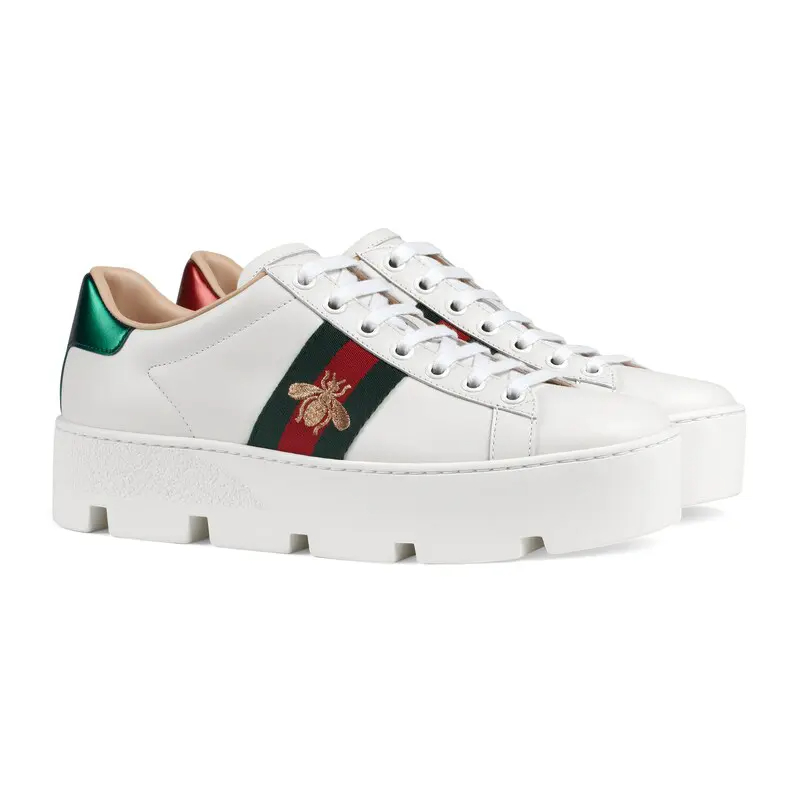 Gucci Ace series platform sneakers woven fabric women's sports shoes
