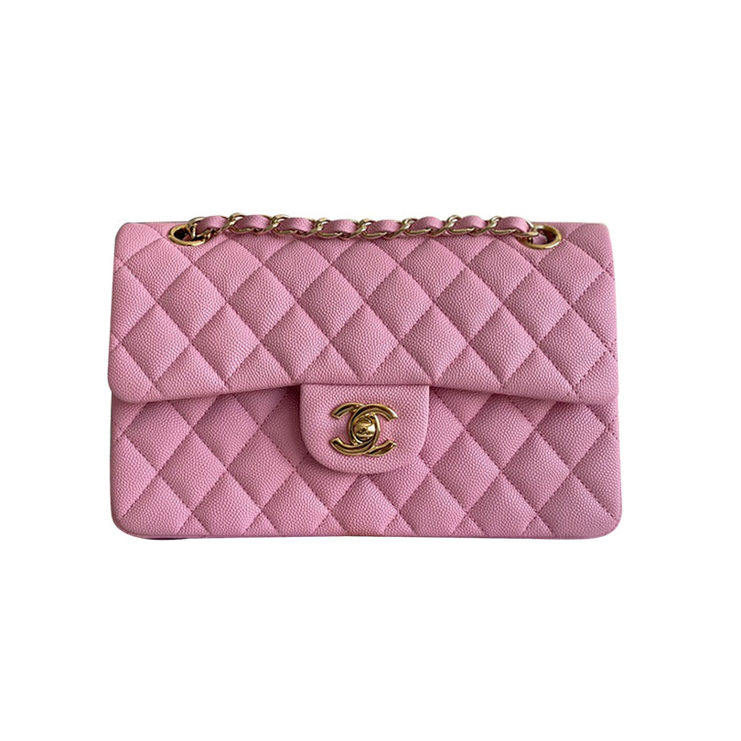 Chanel CF Pink / Green Quilted Caviar Leather Crossbody Bags