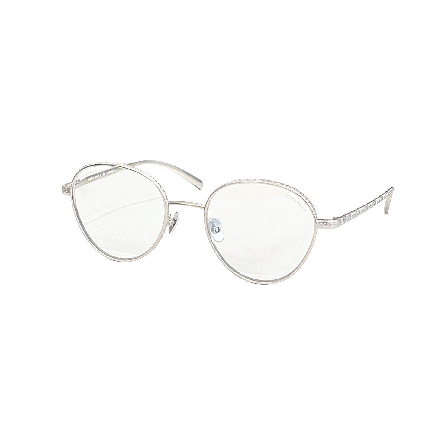 CHANEL round frame glasses silver color SIZE50口19-140
