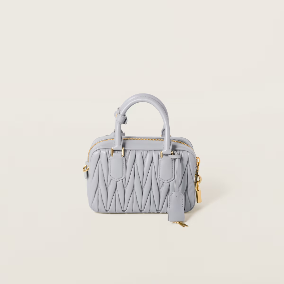 Miu Miu Arcadie matelassé Quilted Lambskin Leather Blue Top-Handle Bags