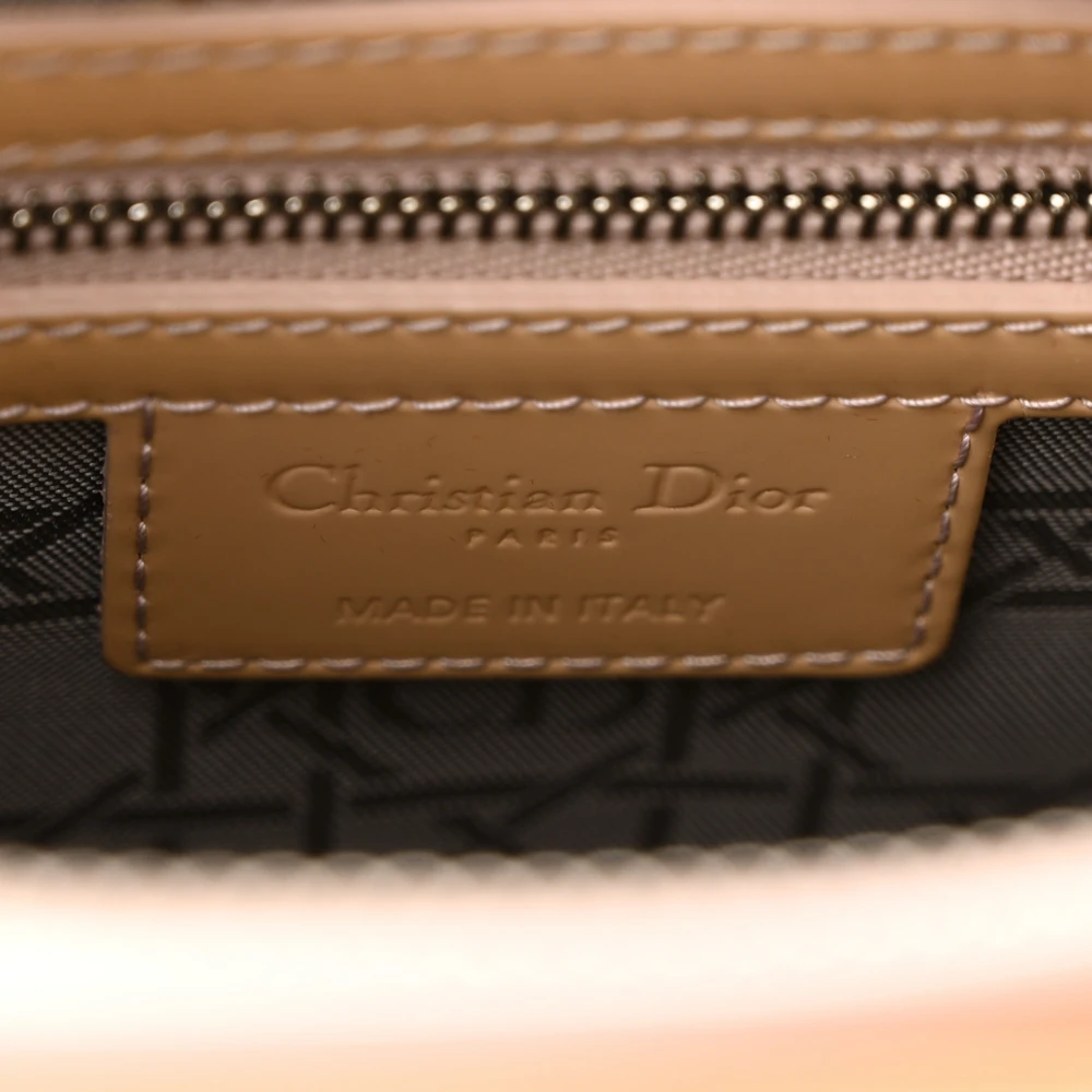 Dior Medium Lady Dior Rose Clair Patent Cannage Calfskin Leather Silver Hardware