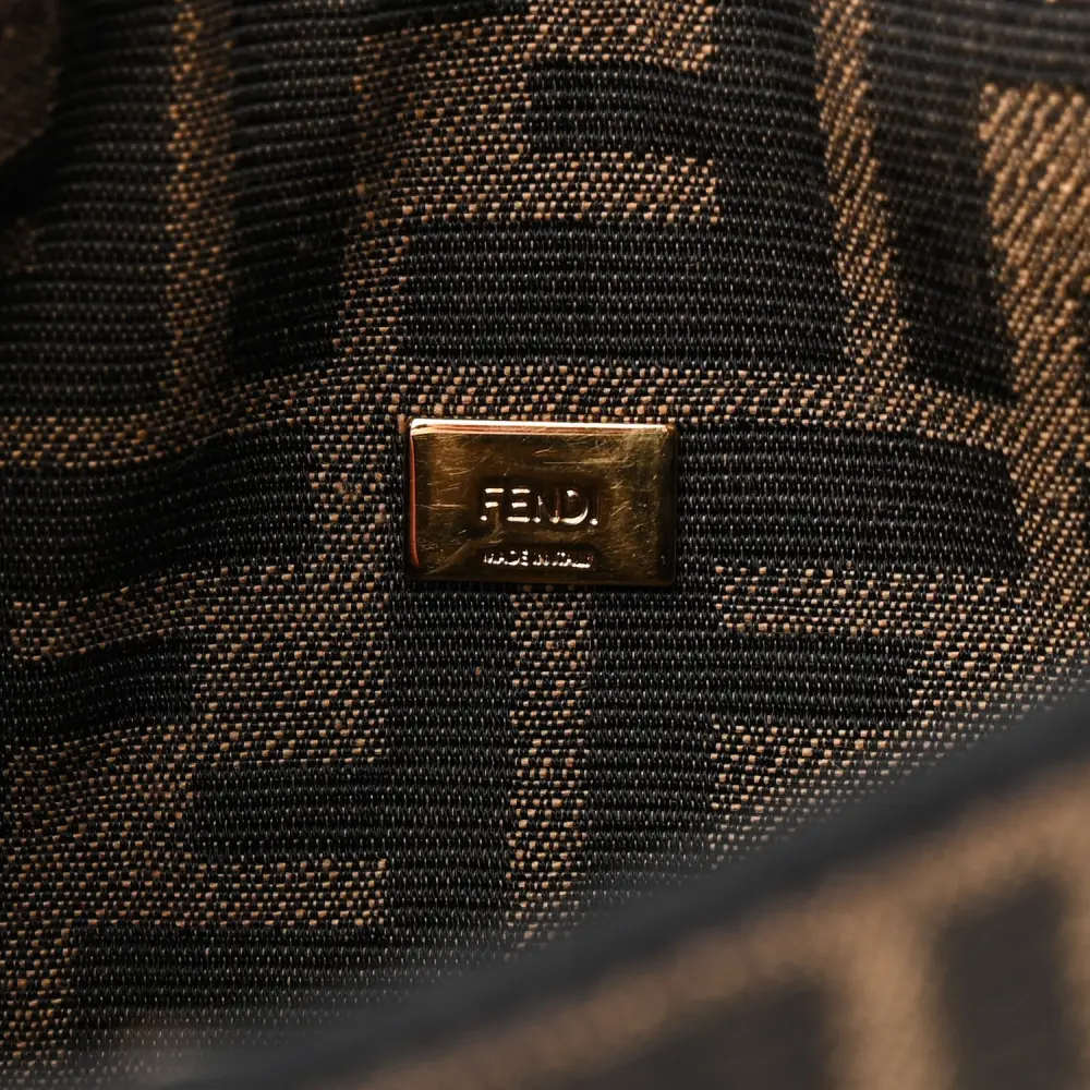 Fendi Mini FF 1974 Baguette Tobacco/Moro/Black Jacquard Fabric Gold Hardware