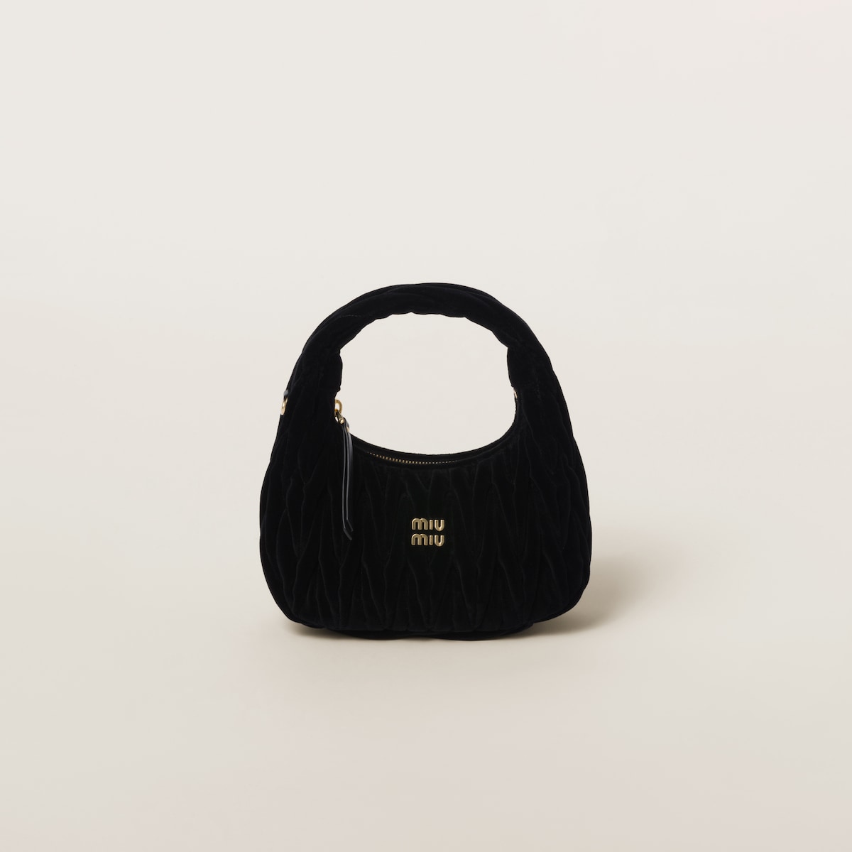 Miu Miu Wander Matelassé Suede leather handbag Black Crossbody Bags