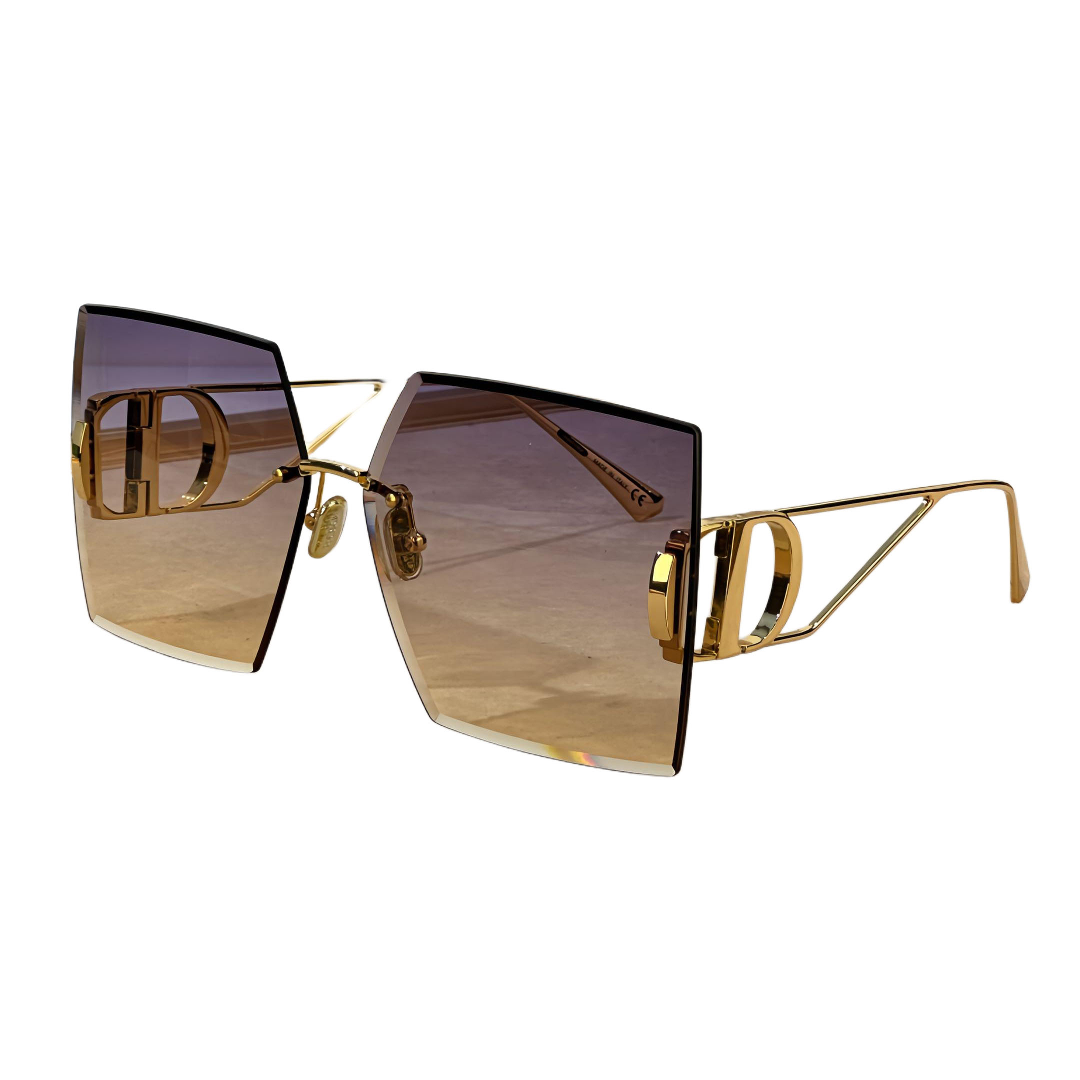 DIOR 30 MONTAIGNE square frame glasses gradient color of purple to gold/gold/grey/black gold/blue color Size 64口14-135