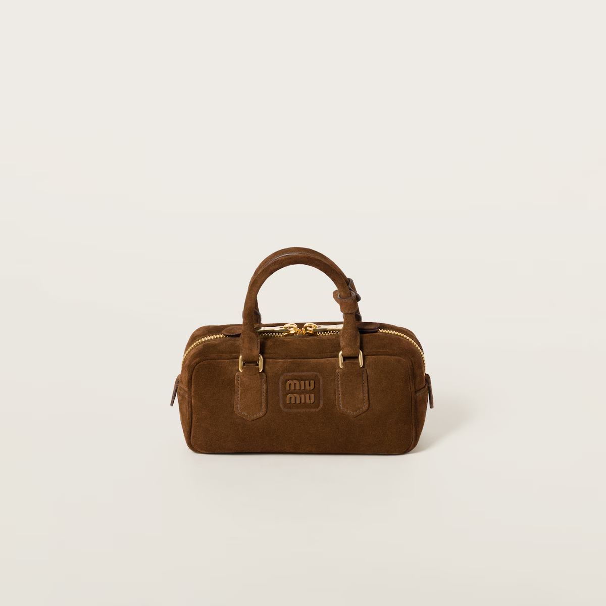 Miu Miu Arcadie Suede Leather Brown Top-Handle Bags