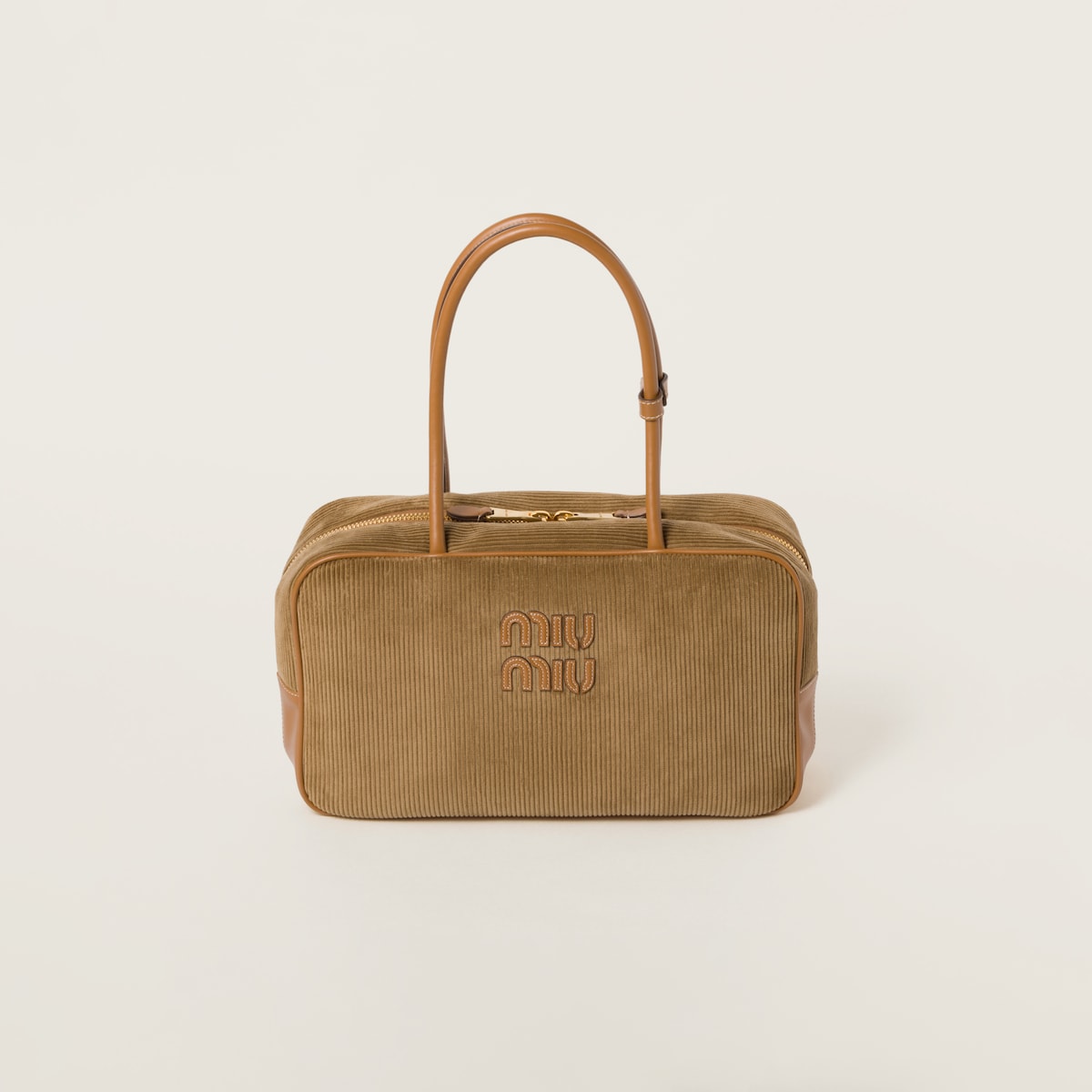 Miu Miu Aventure Nappa Corduroy Beige Brown Top-Handle Bags