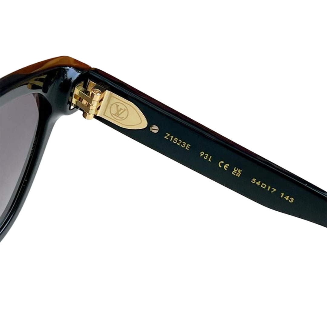 Louis Vuitton square frame glasses black/black gold/leopard/leopard brown color Size 54-17-143