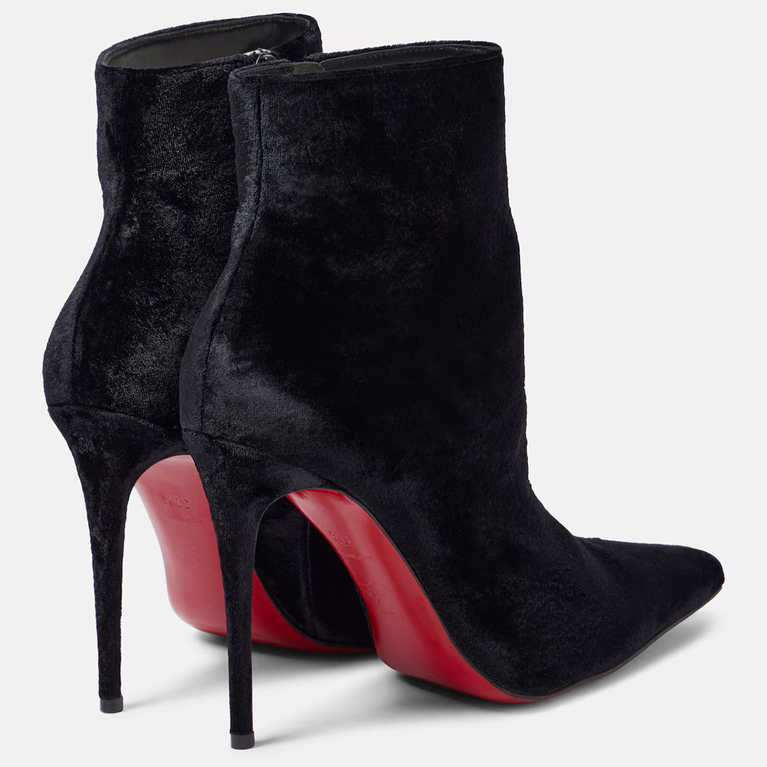 Christian Louboutin Cashmere small pointy toe thin heel black and naked boots