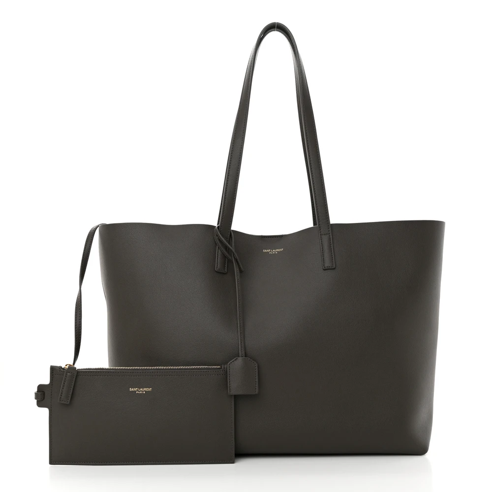 Saint Laurent Large Shopping Tote Pebble Calfskin Leather