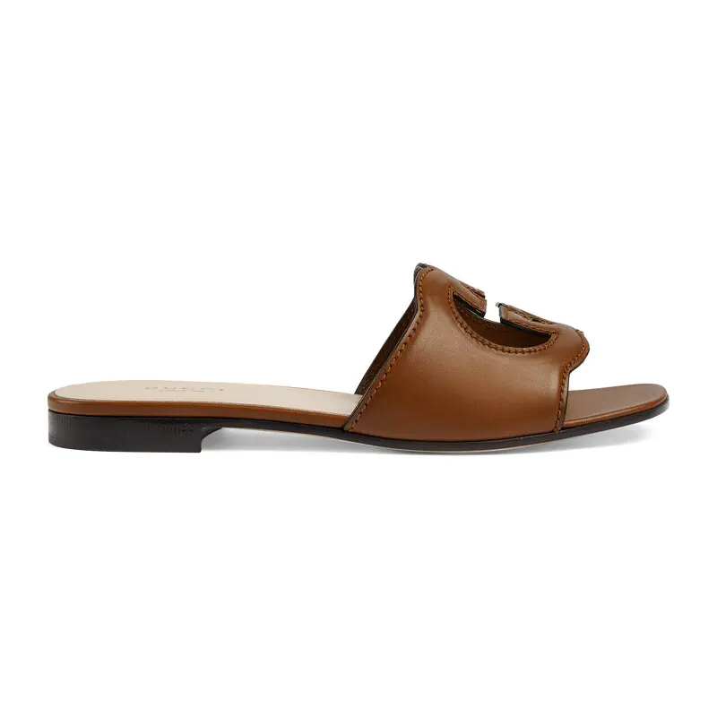 Gucci brown flat bottom slippers