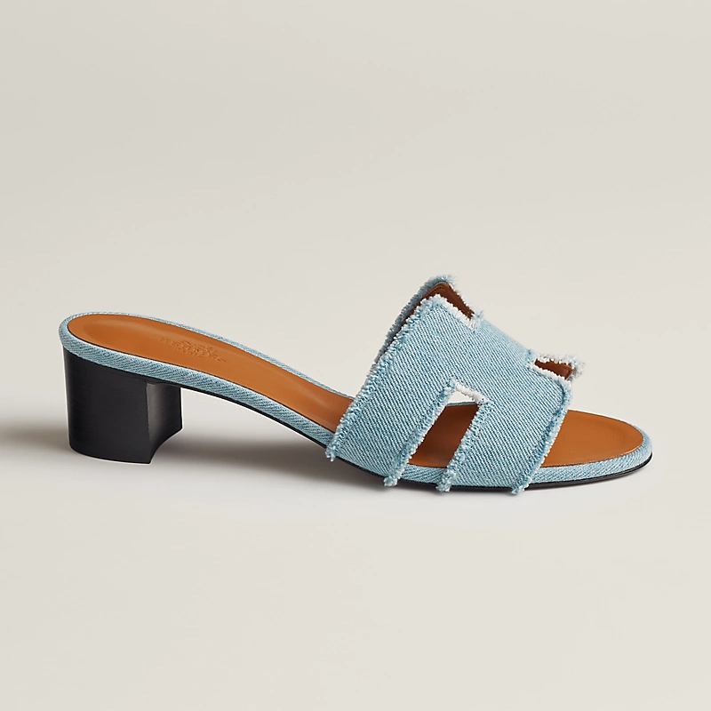 HERMES Oasis Slippers High-heeled slippers Blue High Heels Sandal