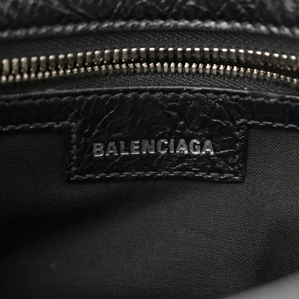 Balenciaga XS Neo Cagole Handbag Black Agneau Arena Leather Silver Hardware