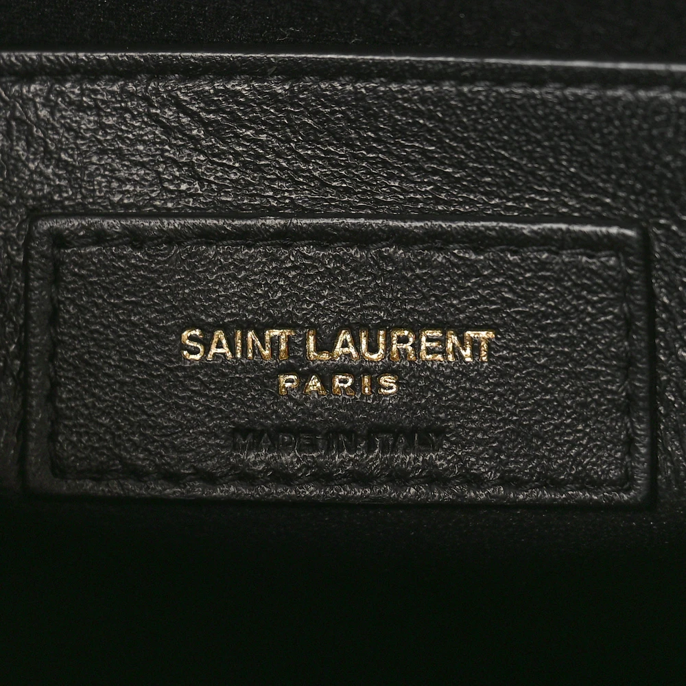 Saint Laurent Medium Uptown Tote Black Shiny Calfskin Leather Gold Hardware