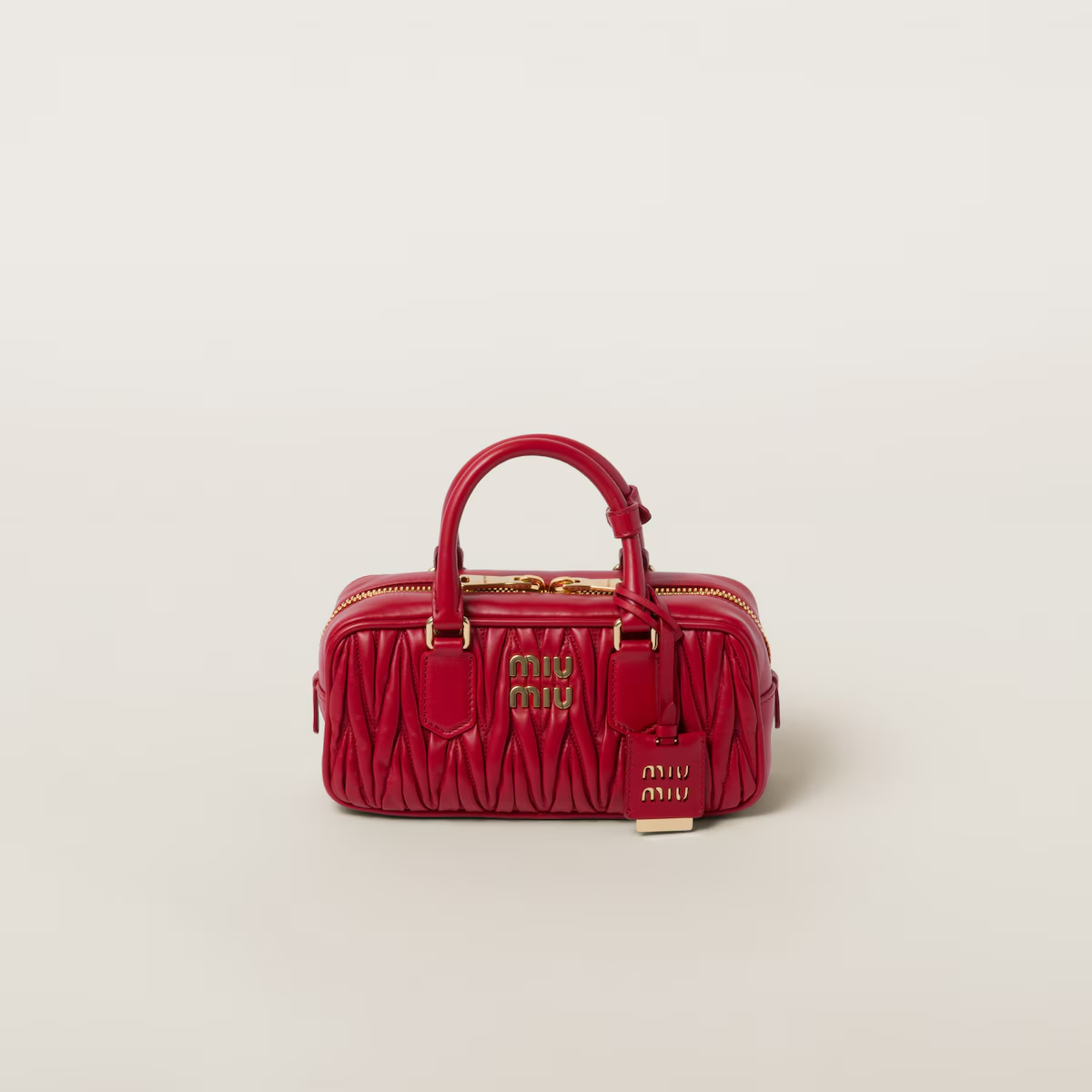 Miu Miu Arcadie matelassé Quilted Lambskin Leather Red Top-Handle Bags