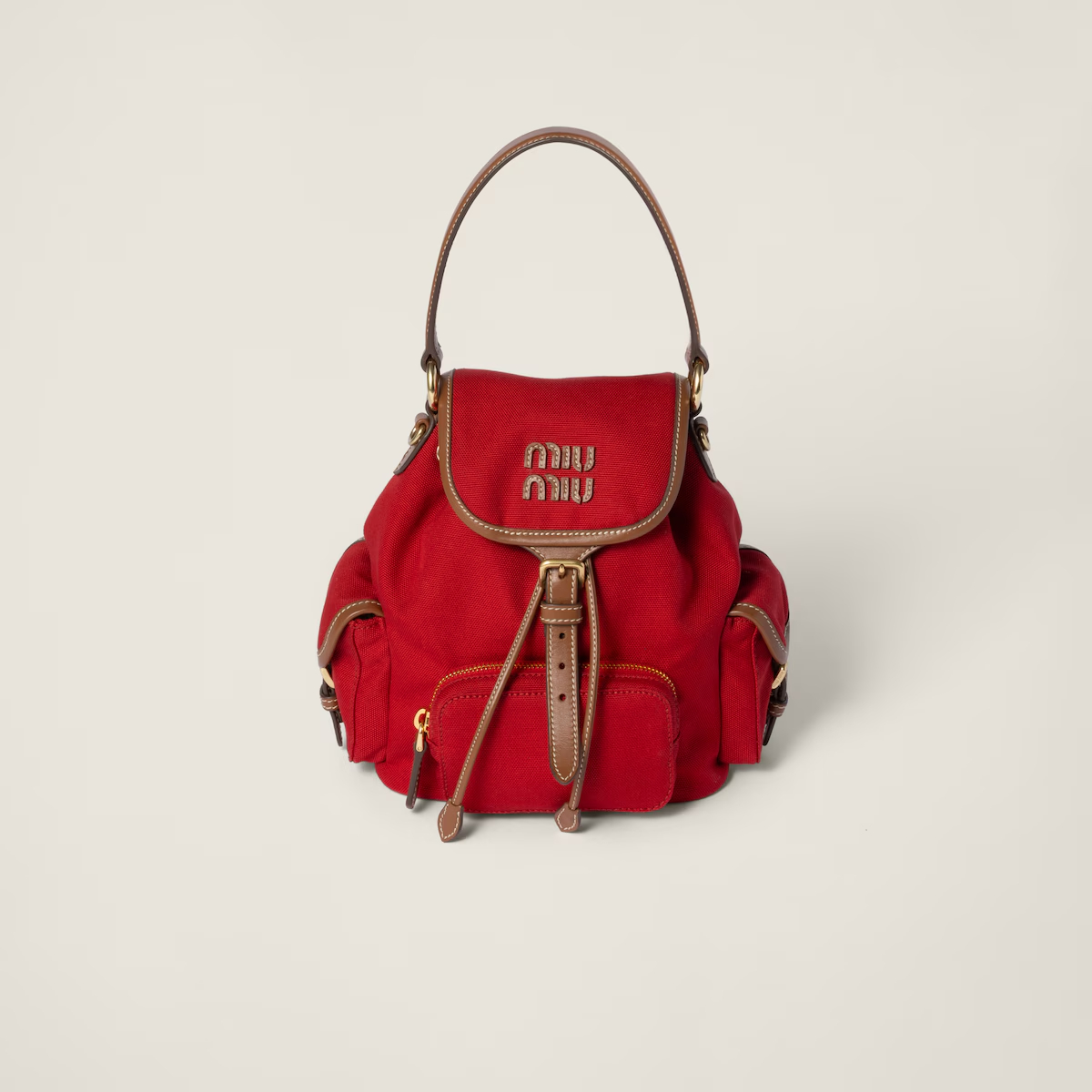 Miu Miu Red Canvas and Leather Backpacks